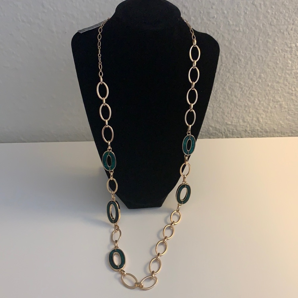 Green Tortoise Shell Gold Link Necklace - Laundry